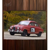Металлическая табличка Saab 96 Rally Car